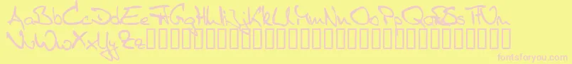 Sister R-fontti – vaaleanpunaiset fontit keltaisella taustalla