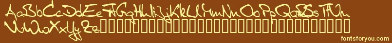 Sister R-fontti – keltaiset fontit ruskealla taustalla