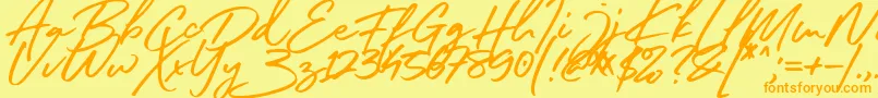 Sister Slimes Font Font – Orange Fonts on Yellow Background