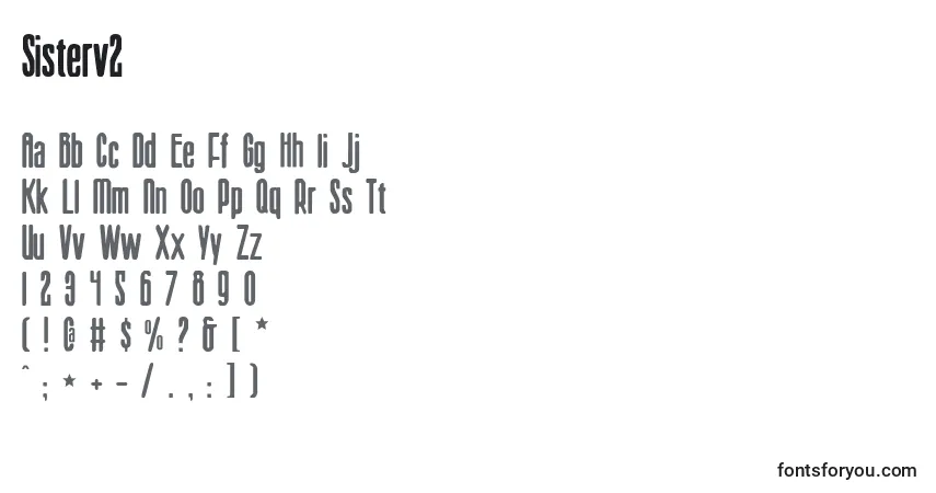 Schriftart Sisterv2 (141048) – Alphabet, Zahlen, spezielle Symbole