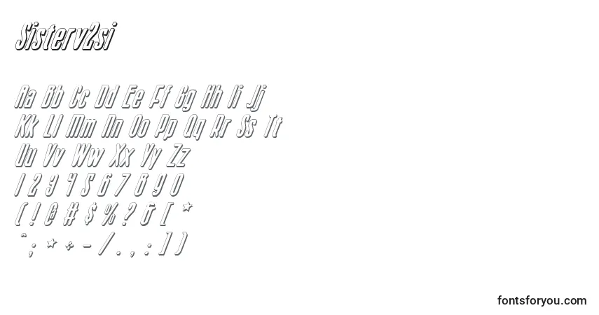 A fonte Sisterv2si (141051) – alfabeto, números, caracteres especiais