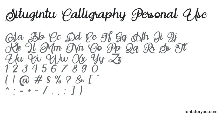 A fonte Situgintu Calligraphy Personal Use – alfabeto, números, caracteres especiais