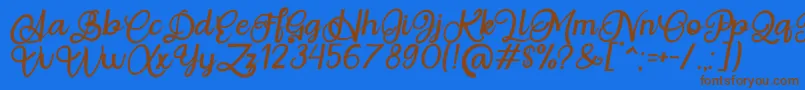 Fonte Situgintu Calligraphy Personal Use – fontes marrons em um fundo azul