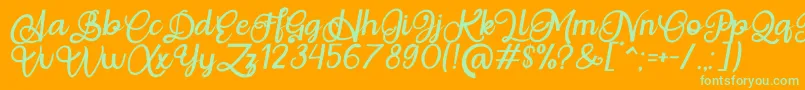 Situgintu Calligraphy Personal Use-fontti – vihreät fontit oranssilla taustalla