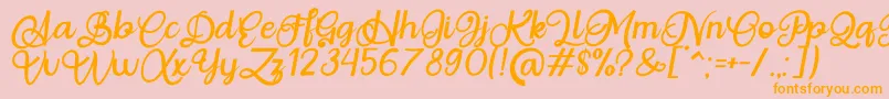 Situgintu Calligraphy Personal Use-Schriftart – Orangefarbene Schriften auf rosa Hintergrund