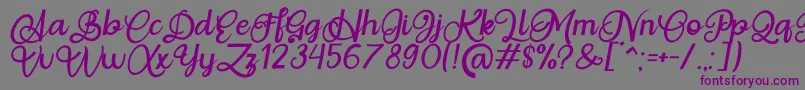 Situgintu Calligraphy Personal Use-fontti – violetit fontit harmaalla taustalla
