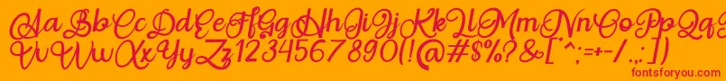 Situgintu Calligraphy Personal Use-fontti – punaiset fontit oranssilla taustalla