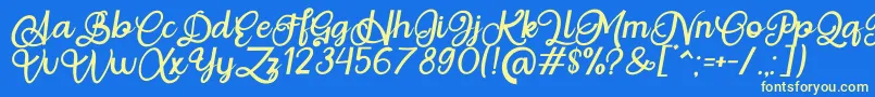 Situgintu Calligraphy Personal Use Font – Yellow Fonts on Blue Background