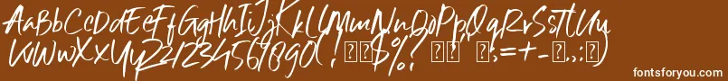 Six Away Font Demo-Schriftart – Weiße Schriften auf braunem Hintergrund