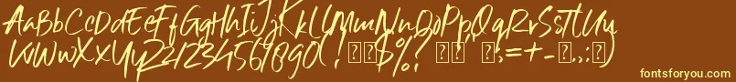 フォントSix Away Font Demo – 黄色のフォント、茶色の背景
