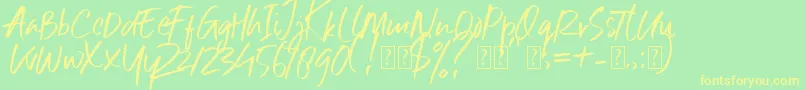 フォントSix Away Font Demo – 黄色の文字が緑の背景にあります