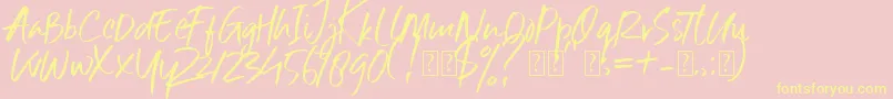 Six Away Font Demo Font – Yellow Fonts on Pink Background