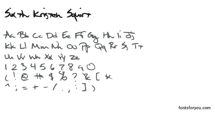 Шрифт Sixth Kristen Squirt – алфавит, цифры, специальные символы