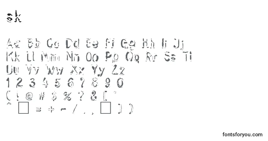 A fonte Sk       (141064) – alfabeto, números, caracteres especiais