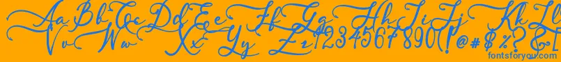 SkallightMillagra-Schriftart – Blaue Schriften auf orangefarbenem Hintergrund