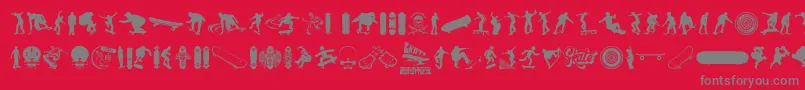 SKATE-Schriftart – Graue Schriften auf rotem Hintergrund