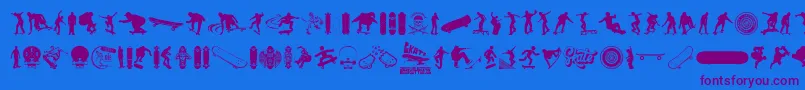 SKATE Font – Purple Fonts on Blue Background