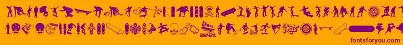 Fonte SKATE – fontes roxas em um fundo laranja