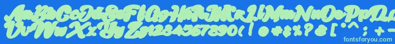 Skatter Base-Schriftart – Grüne Schriften auf blauem Hintergrund