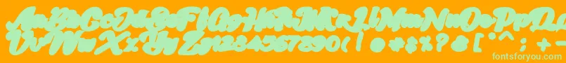 Skatter Base-Schriftart – Grüne Schriften auf orangefarbenem Hintergrund