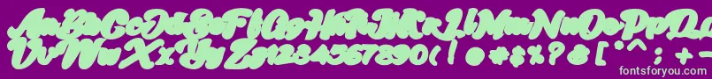 Skatter Base-Schriftart – Grüne Schriften auf violettem Hintergrund