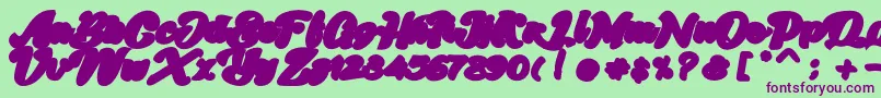 Skatter Base-fontti – violetit fontit vihreällä taustalla