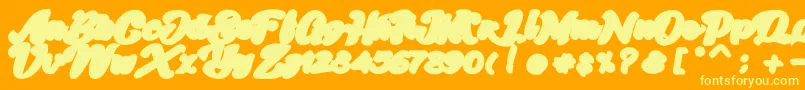 Skatter Base-Schriftart – Gelbe Schriften auf orangefarbenem Hintergrund