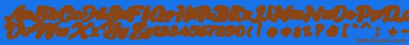 Skatter Base-Schriftart – Braune Schriften auf blauem Hintergrund