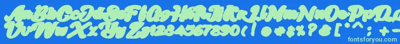 Skatter Base-Schriftart – Grüne Schriften auf blauem Hintergrund