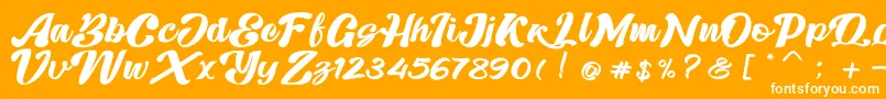 Skatter-Schriftart – Weiße Schriften auf orangefarbenem Hintergrund