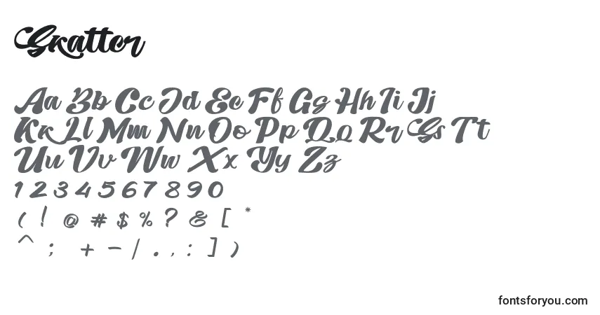 A fonte Skatter (141074) – alfabeto, números, caracteres especiais