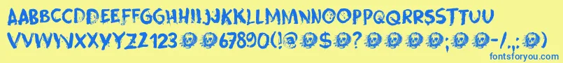 Skeletal Wish Font – Blue Fonts on Yellow Background