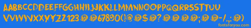 Skeletal Wish Font – Orange Fonts on Blue Background
