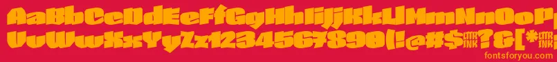 SkeletonTypeOne InitialMax Font – Orange Fonts on Red Background
