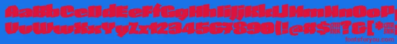 SkeletonTypeOne InitialMax Font – Red Fonts on Blue Background