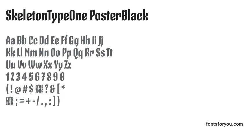 Schriftart SkeletonTypeOne PosterBlack – Alphabet, Zahlen, spezielle Symbole