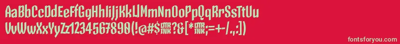SkeletonTypeOne PosterBold-Schriftart – Grüne Schriften auf rotem Hintergrund