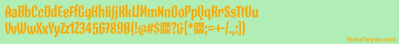 Czcionka SkeletonTypeOne PosterBold – pomarańczowe czcionki na zielonym tle