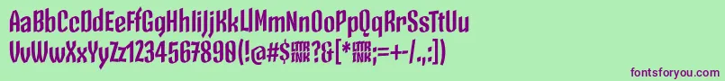 SkeletonTypeOne PosterBold-fontti – violetit fontit vihreällä taustalla