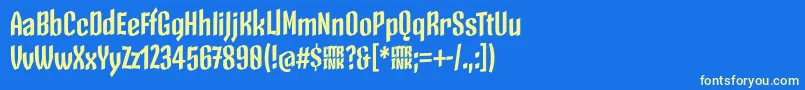 SkeletonTypeOne PosterBold-Schriftart – Gelbe Schriften auf blauem Hintergrund