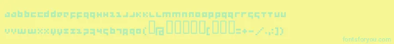 Menee-Schriftart – Grüne Schriften auf gelbem Hintergrund