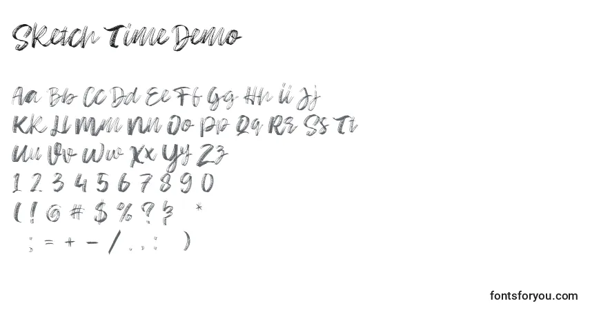 A fonte Sketch Time Demo – alfabeto, números, caracteres especiais