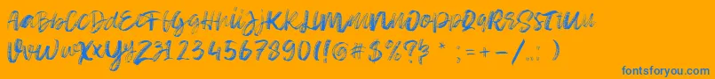 Sketch Time Demo-Schriftart – Blaue Schriften auf orangefarbenem Hintergrund