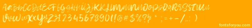 Sketch Time Demo-Schriftart – Gelbe Schriften auf orangefarbenem Hintergrund