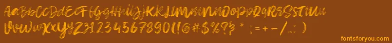 Sketch Time Demo-Schriftart – Orangefarbene Schriften auf braunem Hintergrund