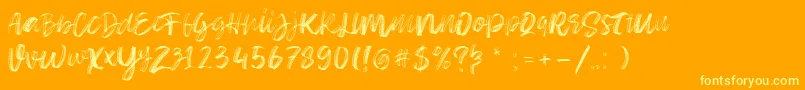 Sketch Time Demo-Schriftart – Gelbe Schriften auf orangefarbenem Hintergrund