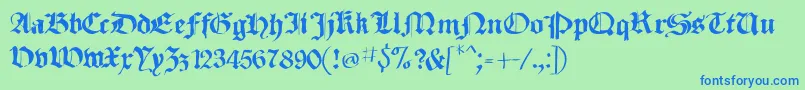 フォントSketchedCassiusBroken – 青い文字は緑の背景です。