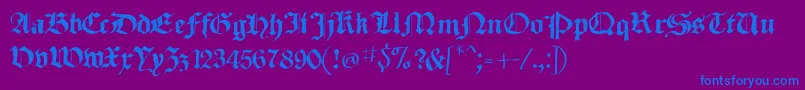 SketchedCassiusBroken-fontti – siniset fontit violetilla taustalla