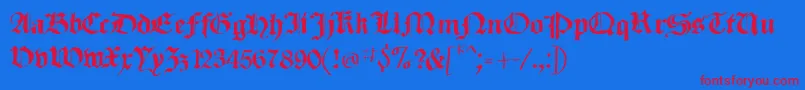 SketchedCassiusBroken Font – Red Fonts on Blue Background