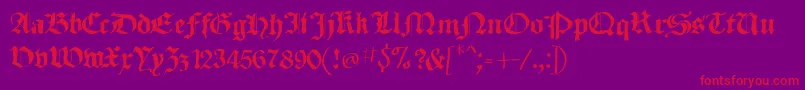 Fonte SketchedCassiusBroken – fontes vermelhas em um fundo violeta